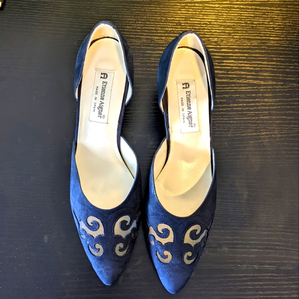 Etienne Aigner Navy Blue Pumps Size 9 Narrow Made in Spain Never Warn